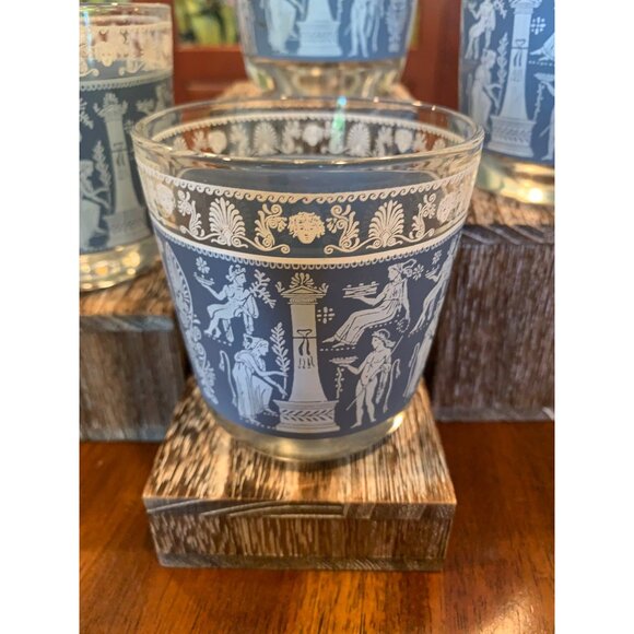 Vintage Jeanette Hellenic Jasperware Lowball Scotch Glasses. - Picture 6 of 15